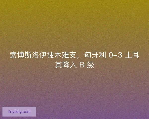 索博斯洛伊独木难支，匈牙利 0-3 土耳其降入 B 级