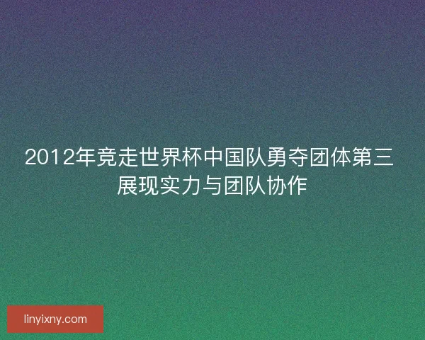 2012年竞走世界杯中国队勇夺团体第三 展现实力与团队协作 2012年竞走世界杯中国队勇夺团体第三 展现实力与团队协作