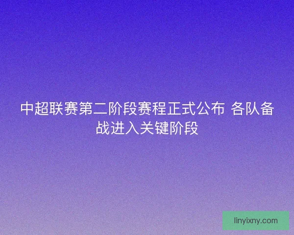 中超联赛第二阶段赛程正式公布 各队备战进入关键阶段 中超联赛第二阶段赛程正式公布 各队备战进入关键阶段