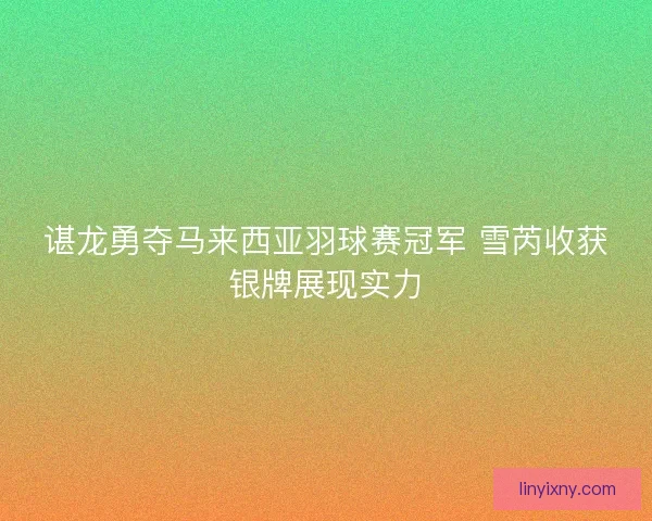 谌龙勇夺马来西亚羽球赛冠军 雪芮收获银牌展现实力